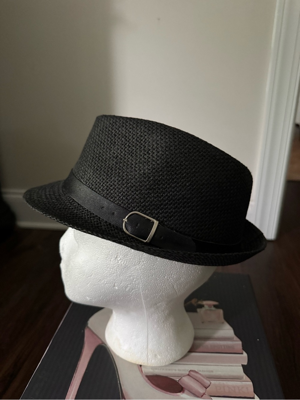 Black Woven Fedora Hat - Picture 4 of 4